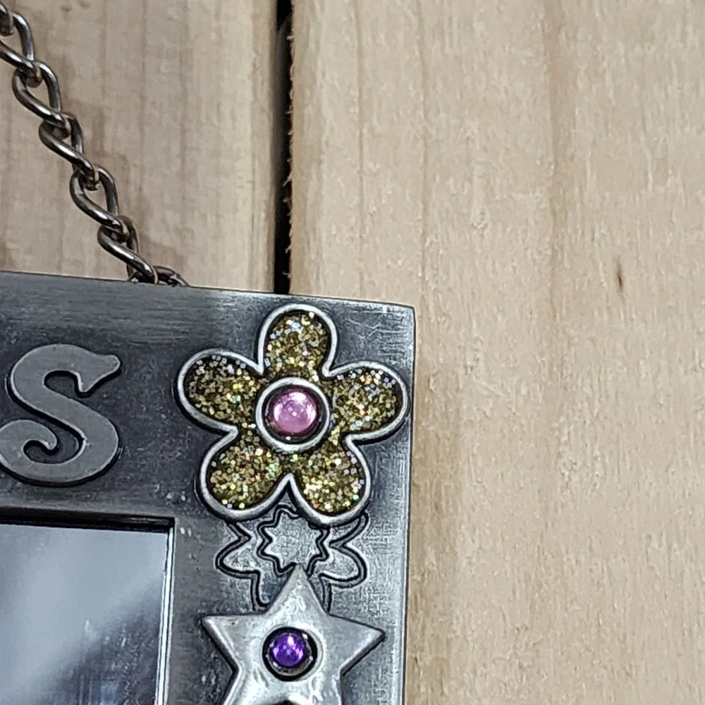 Enchante Sisters Celestial Mirror Pewter Tone Moon Stars Hanging Easel Back